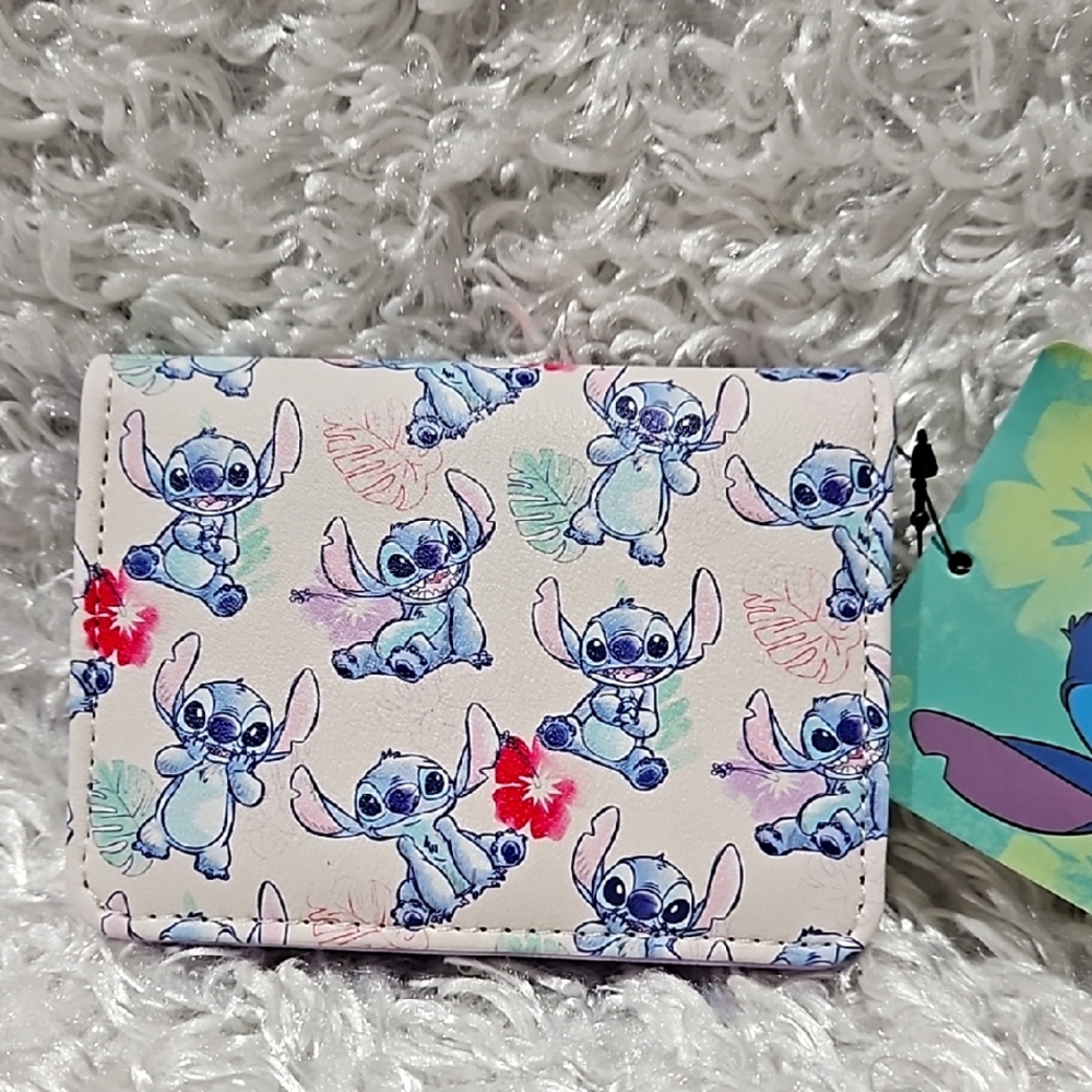 Lilo and Stitch Floral Tropical  flap mini wallet